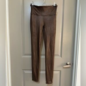 SPANX Faux Leather Leggings in Chocolate Brown Wine Size S/P